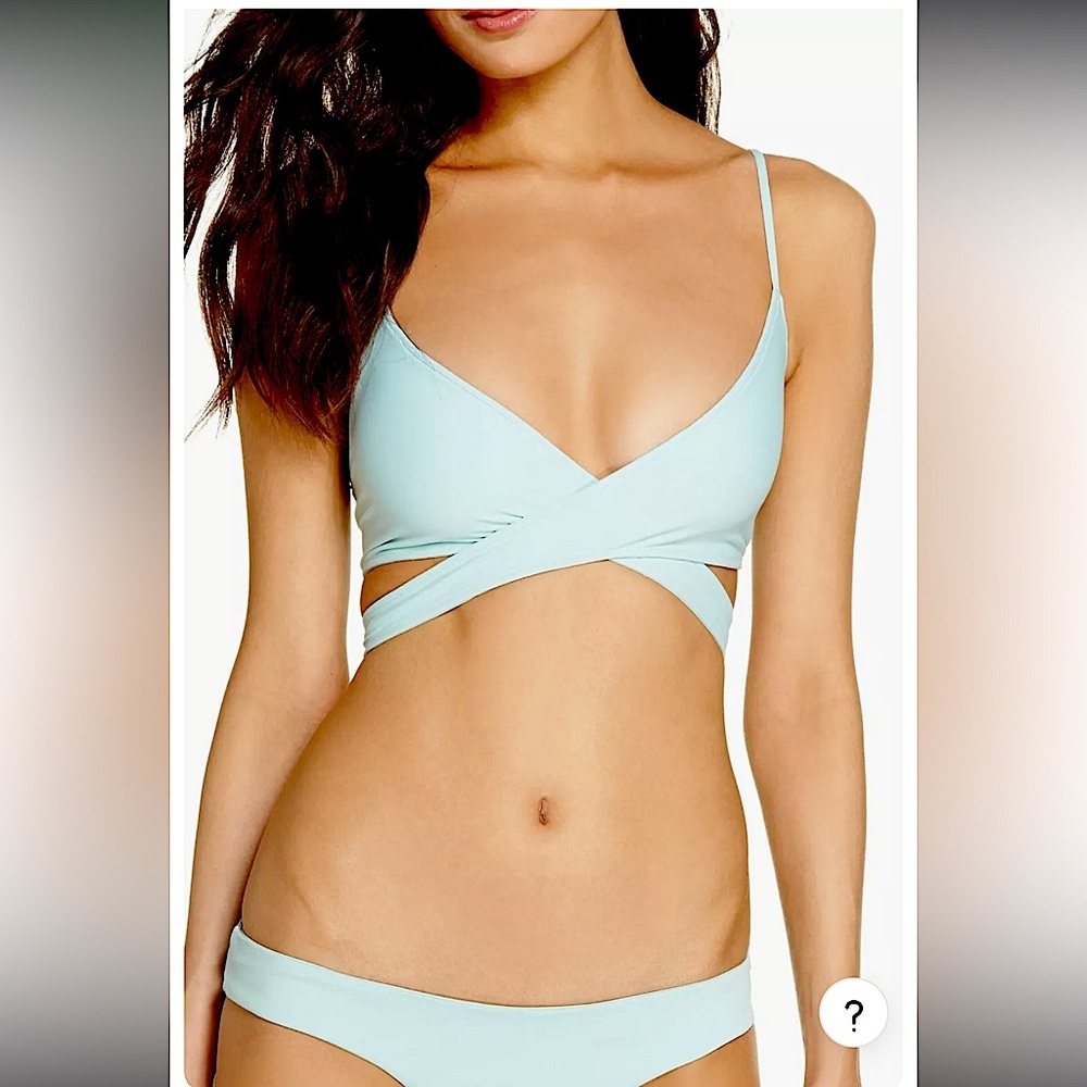 L*SPACE Bikini 2 pcs- Chloe Wrap Top + Estella Bottom in Sky Blue - Picture 3 of 16